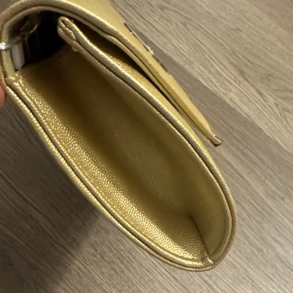 Christian Lacroix Glam Gold Caviar Clutch W/ Crossbody Chain 9” x 5” x 1” NEW ❣️